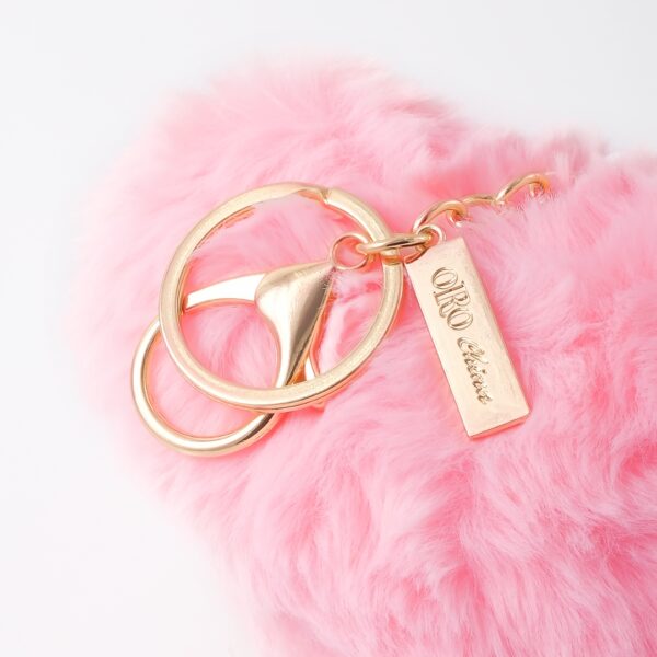 Fur Pink Heart Bag Charm - Image 2