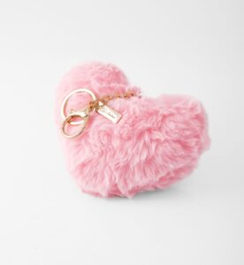 Fur Pink Heart Bag Charm