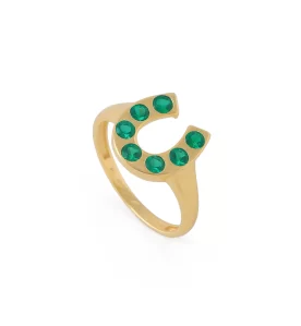 Jade Luck Horseshoe Ring