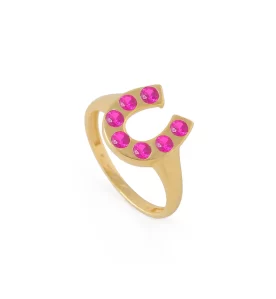 Crimson Fortune Horseshoe Ring